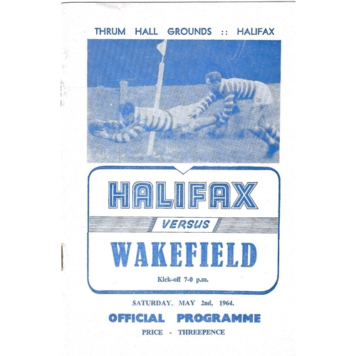1963/64 Halifax v Wakefield Trinity Rugby League Programme