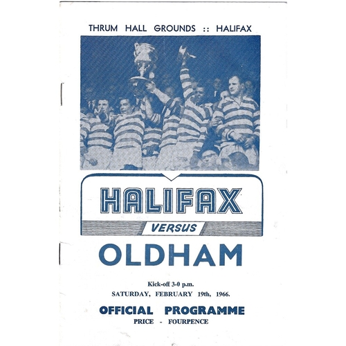 1965/66 Halifax v Oldham Rugby League Programme