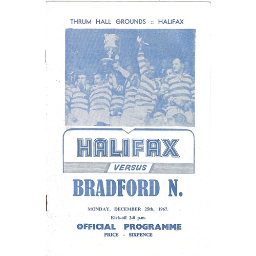 1967/68 Halifax v Bradford Northern Rugby League Programme