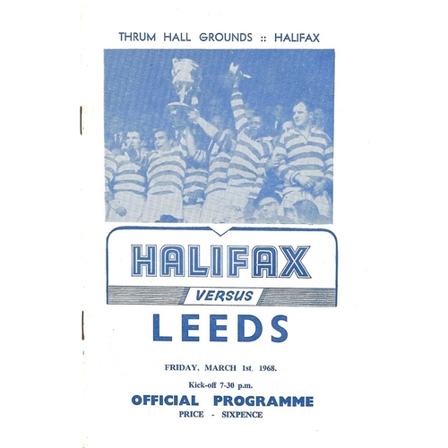 1967/68 Halifax v Leeds Rugby League Programme