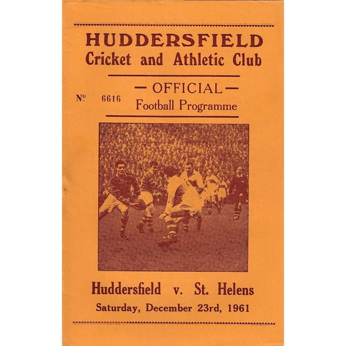 1961/62 Huddersfield v St. Helens Rugby League Programme