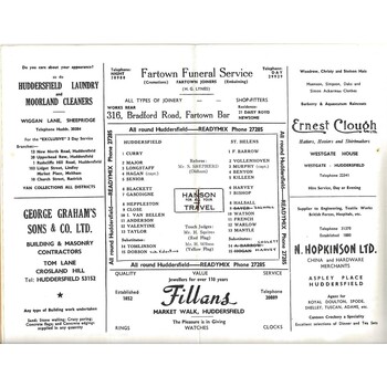 1965/66 Huddersfield v St. Helens Rugby League Programme