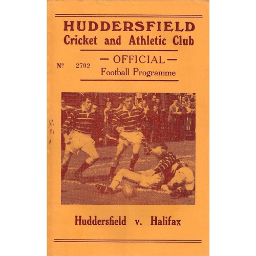 1963/64 Huddersfield v Halifax Rugby League Programme