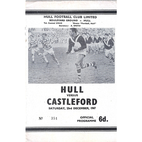 1967/68 Hull v Castleford Rugby League Programme