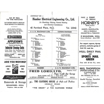 1967/68 Hull v Castleford Rugby League Programme