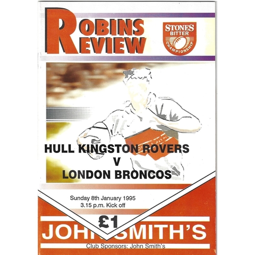 1994/95 Hull Kingston Rovers v London Broncos Rugby League Programme