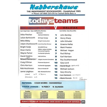 1993/94 Hull Kingston Rovers v Halifax Rugby League Programme