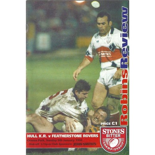 1993/94 Hull Kingston Rovers v Featherstone Rovers Rugby League Programme