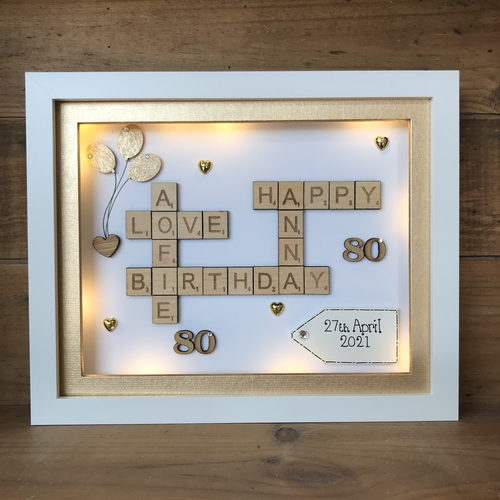 Birthday Scrabble Name Box Frame