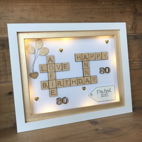 Birthday Scrabble Name Box Frame