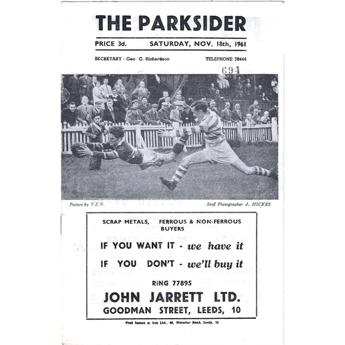 1961/62 Hunslet v Warrington Rugby League Programme