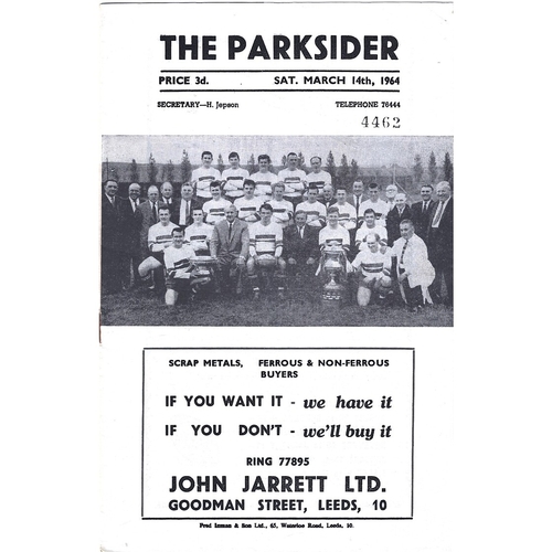 1963/64 Hunslet v Oldham Rugby League Challenge Cup Quarter Final Programme