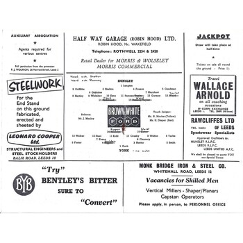 1964/65 Hunslet v York Rugby League Programme