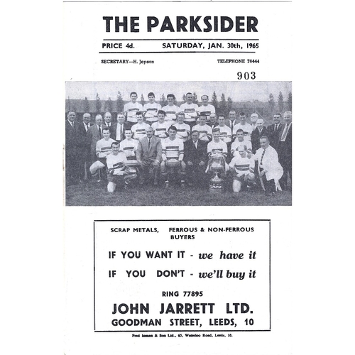 1964/65 Hunslet v Castleford Rugby League Programme