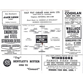 1965/66 Hunslet v Dewsbury Rugby League Programme
