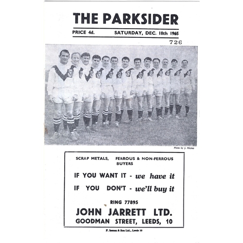 1965/66 Hunslet v Featherstone Rovers Rugby League Programme