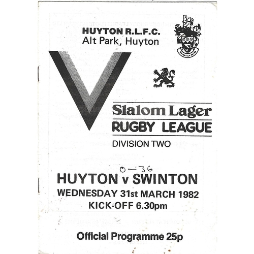 Huyton Home Rugby League Programmes