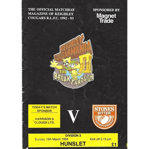 Keighley Home Rugby League Programmes