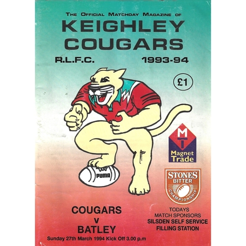 1993/94 Keighley Cougars v Batley Rugby League Programme