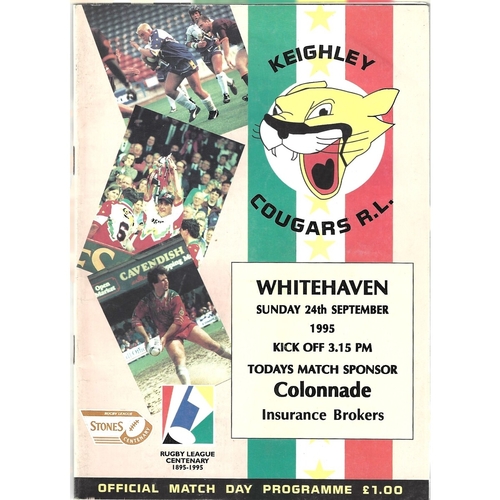 1995/96 Keighley Cougars v Whitehaven Rugby League Programme