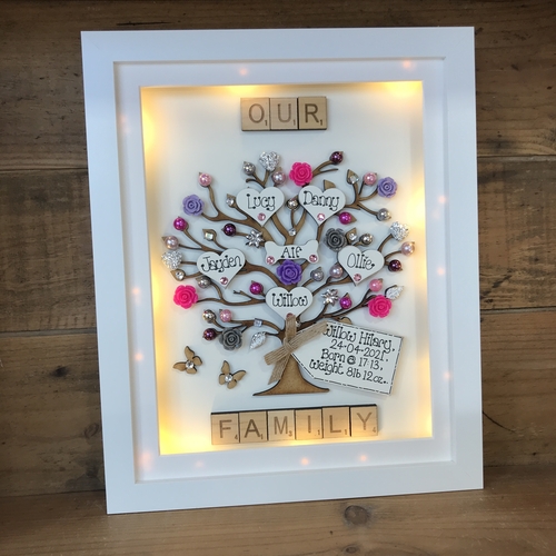 Large LED “ floral “ family tree frame