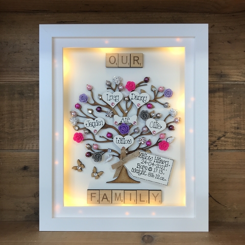 Large LED “ floral “ family tree frame