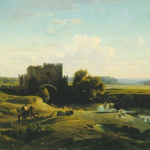 View of the Ponte Nomentano in the Roman Campagna