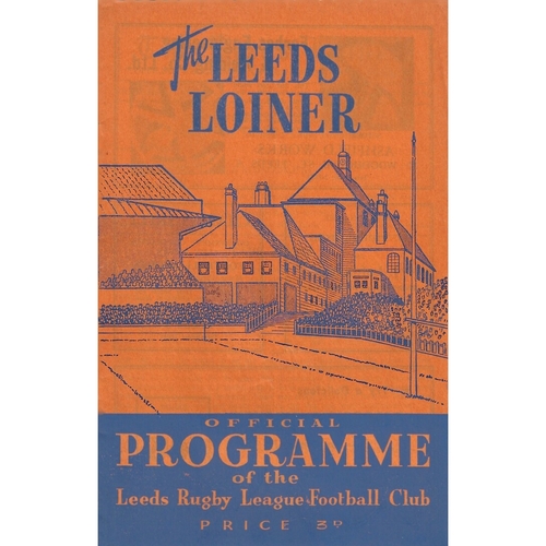 1961/62 Leeds v Warrington Rugby League Programme
