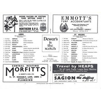 1963/64 Leeds v St. Helens Rugby League Programme