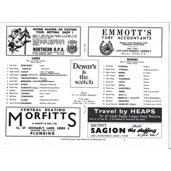 1963/64 Leeds v Widnes Rugby League Programme