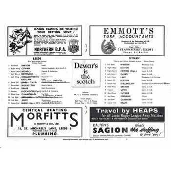 1963/64 Leeds v Wigan Rugby League Programme