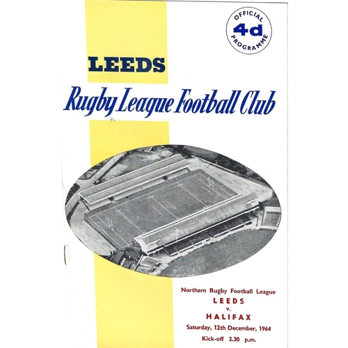 1964/65 Leeds v Halifax Rugby League Programme