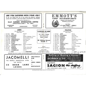 1964/65 Leeds v Halifax Rugby League Programme