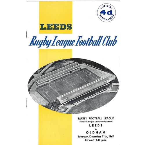 1965/66 Leeds v Oldham Rugby League Programme