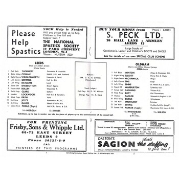 1965/66 Leeds v Oldham Rugby League Programme