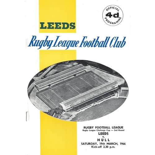 1965/66 Leeds v Hull Rugby League Challenge Cup 2nd Round Programme