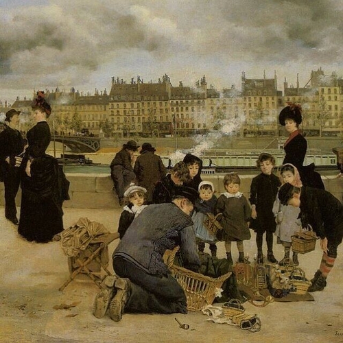 Children with a Toy Seller on the Quai du Louvre