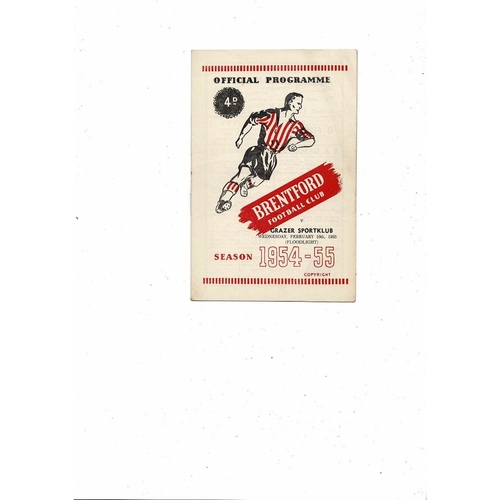 Brentford v Grazer Sportklub Friendly Football Programme 1954/55