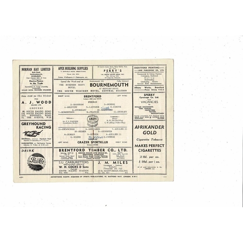 Brentford v Grazer Sportklub Friendly Football Programme 1954/55