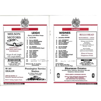 1989/90 Leigh v Widnes Rugby League Programme