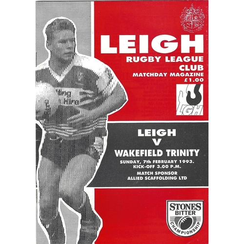 1992/93 Leigh v Wakefield Trinity Rugby League Programme