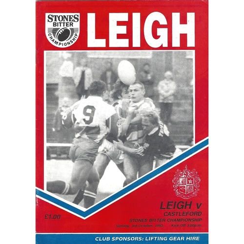 1993/94 Leigh v Castleford Rugby League Programme