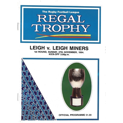 1994/95 Leigh v Leigh Miners Regal Trophy 1st Round Rugby League Programme
