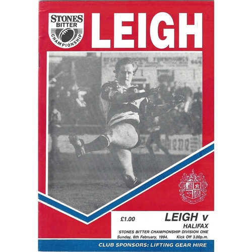 1993/94 Leigh v Halifax Rugby League Programme