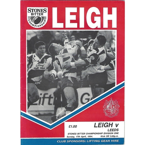 1993/94 Leigh v Leeds Rugby League Programme