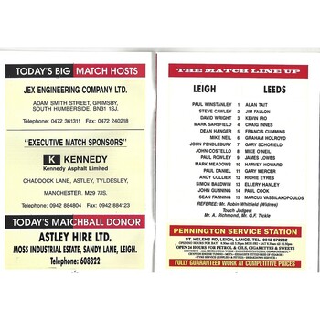 1993/94 Leigh v Leeds Rugby League Programme