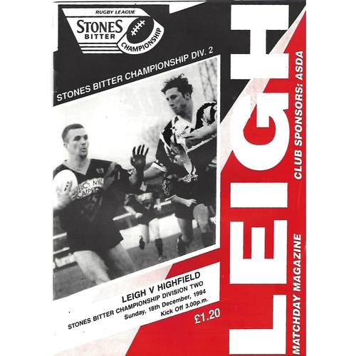 Runcorn Highfield Away Rugby League Programmes