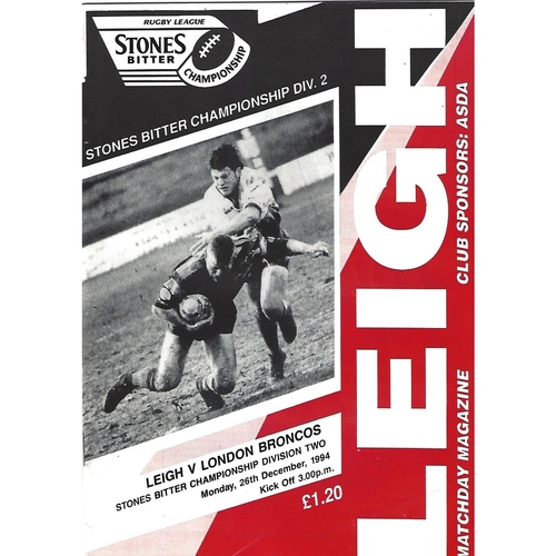 1994/95 Leigh v London Broncos Rugby League Programme