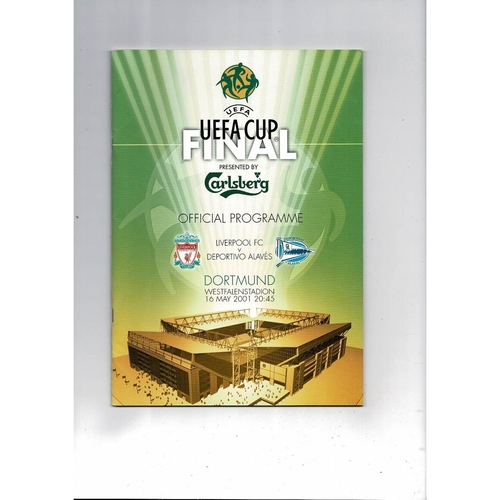 2001 Liverpool v Deportivo Alaves UEFA Cup Final Football Programme