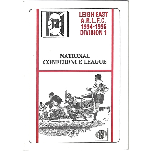 1994/95 Leigh East v Frizington BNFL National Cup 3rd Round Rugby League Programme